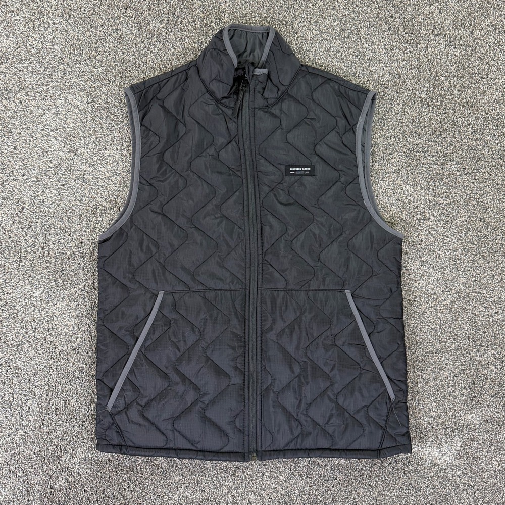 Southern Marsh Quilted Vest Mens Small Black Full Zip‎ Ripstop Nylon Outdoors